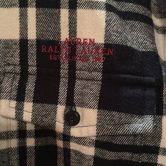 Lauren Ralph Lauren Plaid Flannel Zipper Shacket Petite Small - Picture 3 of 6